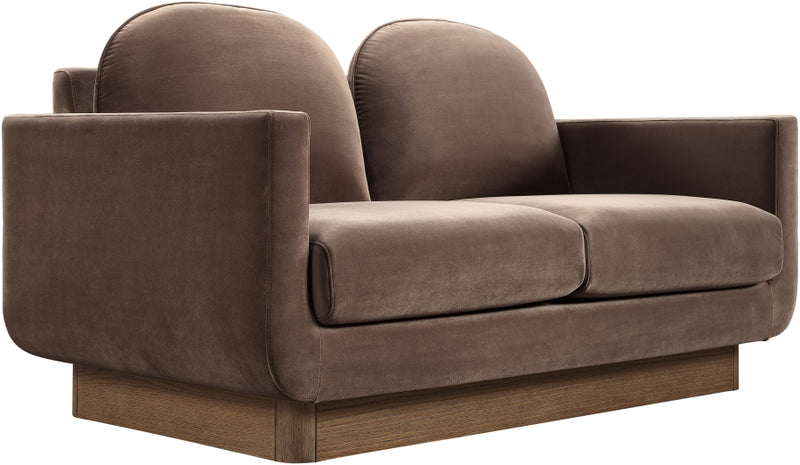 Diviento 63" Velvet Performance Fabric Upholstered Loveseat in Brown - 175Brown-L