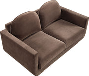 Diviento 63" Velvet Performance Fabric Upholstered Loveseat in Brown - 175Brown-L