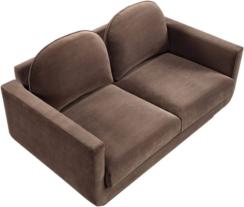 Diviento 63" Velvet Performance Fabric Upholstered Loveseat in Brown - 175Brown-L