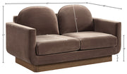 Diviento 63" Velvet Performance Fabric Upholstered Loveseat in Brown - 175Brown-L