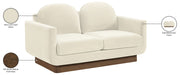 Diviento 63" Velvet Performance Fabric Upholstered Loveseat in Cream - 175Cream-L