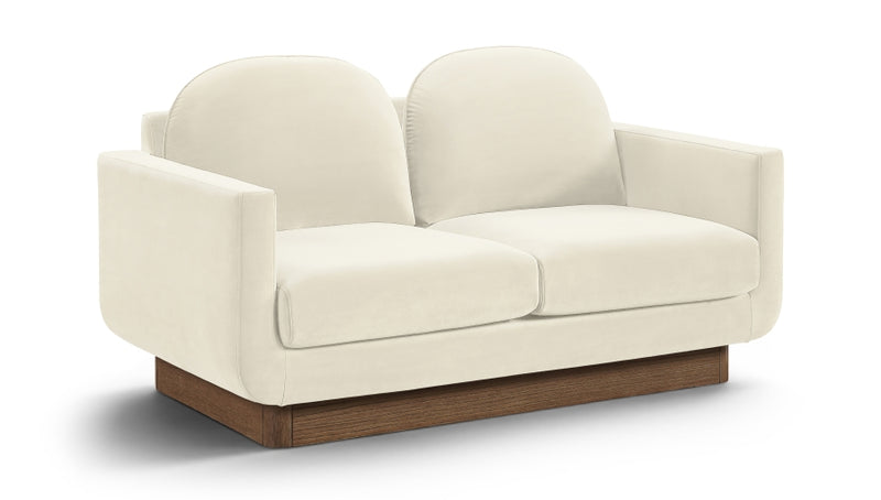 Diviento 63" Velvet Performance Fabric Upholstered Loveseat in Cream - 175Cream-L