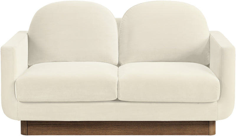Diviento 63" Velvet Performance Fabric Upholstered Loveseat in Cream - 175Cream-L
