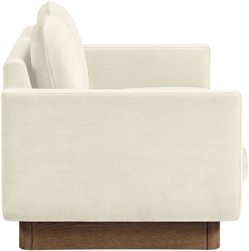Diviento 63" Velvet Performance Fabric Upholstered Loveseat in Cream - 175Cream-L