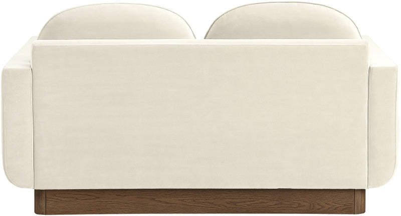 Diviento 63" Velvet Performance Fabric Upholstered Loveseat in Cream - 175Cream-L