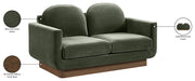 Diviento 63" Velvet Performance Fabric Upholstered Loveseat in Green - 175Green-L