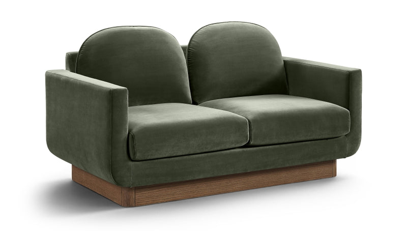Diviento 63" Velvet Performance Fabric Upholstered Loveseat in Green - 175Green-L