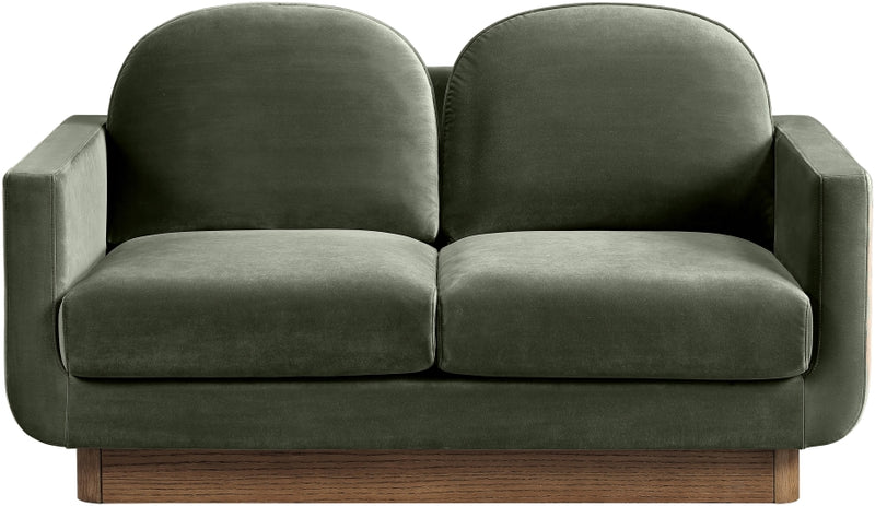 Diviento 63" Velvet Performance Fabric Upholstered Loveseat in Green - 175Green-L