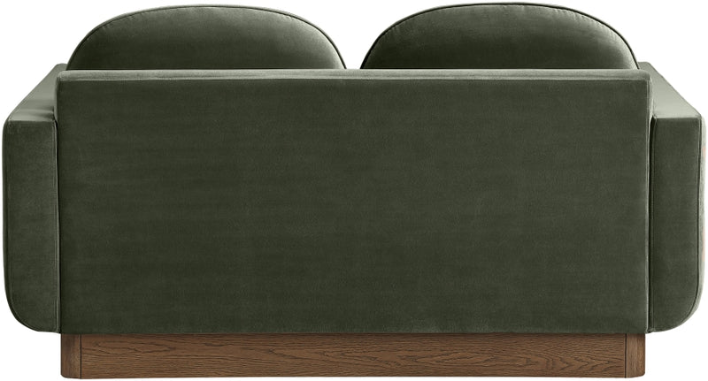 Diviento 63" Velvet Performance Fabric Upholstered Loveseat in Green - 175Green-L