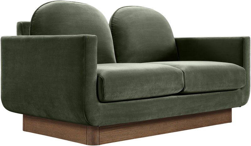 Diviento 63" Velvet Performance Fabric Upholstered Loveseat in Green - 175Green-L