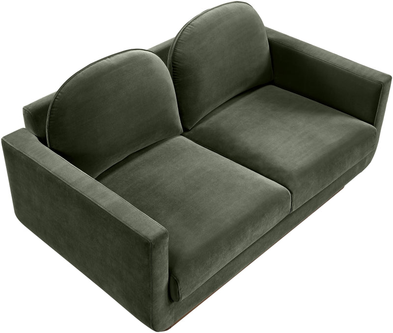 Diviento 63" Velvet Performance Fabric Upholstered Loveseat in Green - 175Green-L