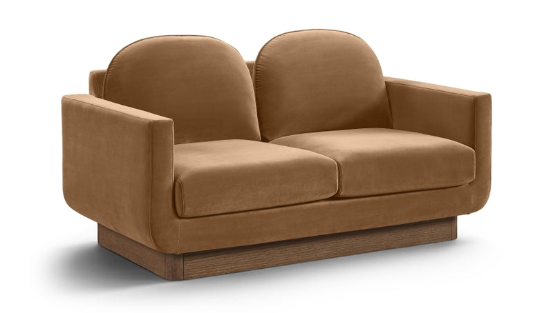 Diviento 63" Velvet Performance Fabric Upholstered Loveseat in Saddle - 175Saddle-L