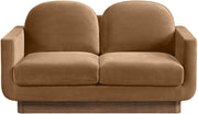 Diviento 63" Velvet Performance Fabric Upholstered Loveseat in Saddle - 175Saddle-L