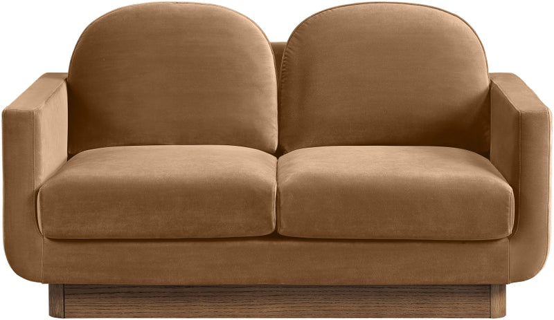 Diviento 63" Velvet Performance Fabric Upholstered Loveseat in Saddle - 175Saddle-L