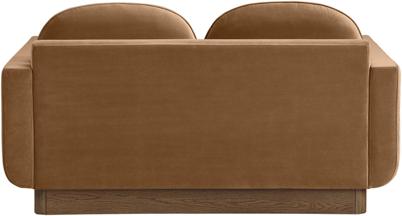 Diviento 63" Velvet Performance Fabric Upholstered Loveseat in Saddle - 175Saddle-L