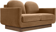 Diviento 63" Velvet Performance Fabric Upholstered Loveseat in Saddle - 175Saddle-L