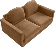 Diviento 63" Velvet Performance Fabric Upholstered Loveseat in Saddle - 175Saddle-L