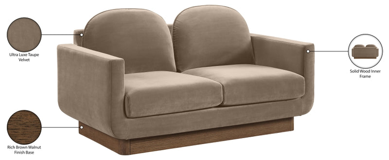 Diviento 63" Velvet Performance Fabric Upholstered Loveseat in Taupe - 175Taupe-L