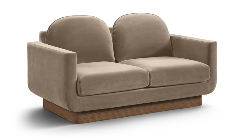 Diviento 63" Velvet Performance Fabric Upholstered Loveseat in Taupe - 175Taupe-L