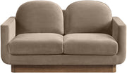 Diviento 63" Velvet Performance Fabric Upholstered Loveseat in Taupe - 175Taupe-L