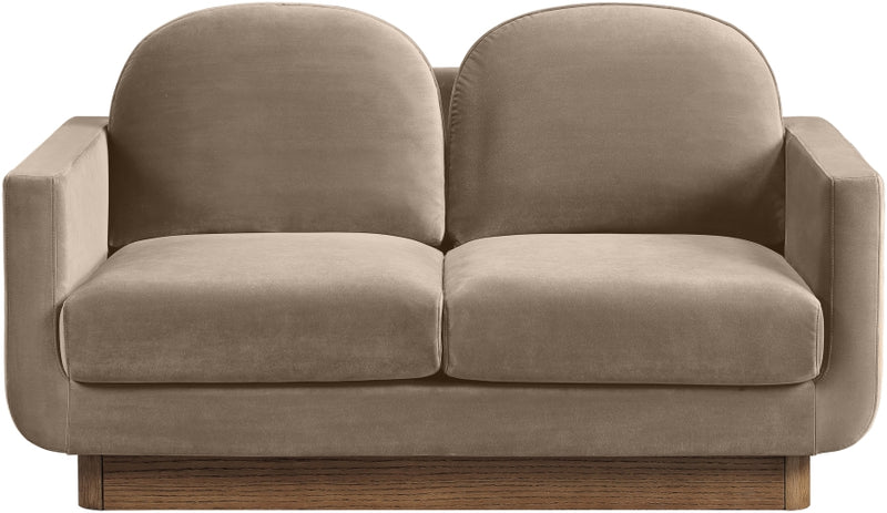Diviento 63" Velvet Performance Fabric Upholstered Loveseat in Taupe - 175Taupe-L