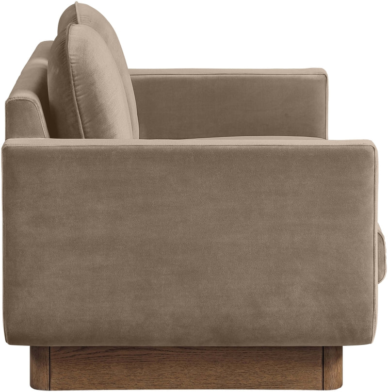 Diviento 63" Velvet Performance Fabric Upholstered Loveseat in Taupe - 175Taupe-L