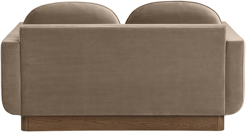 Diviento 63" Velvet Performance Fabric Upholstered Loveseat in Taupe - 175Taupe-L