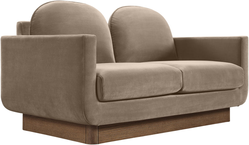 Diviento 63" Velvet Performance Fabric Upholstered Loveseat in Taupe - 175Taupe-L