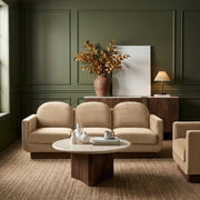 Diviento 89" Velvet Performance Fabric Upholstered Sofa in Beige - 175Beige-S