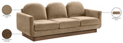 Diviento 89" Velvet Performance Fabric Upholstered Sofa in Beige - 175Beige-S