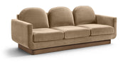 Diviento 89" Velvet Performance Fabric Upholstered Sofa in Beige - 175Beige-S