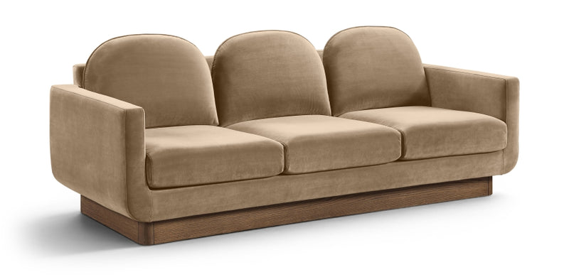 Diviento 89" Velvet Performance Fabric Upholstered Sofa in Beige - 175Beige-S