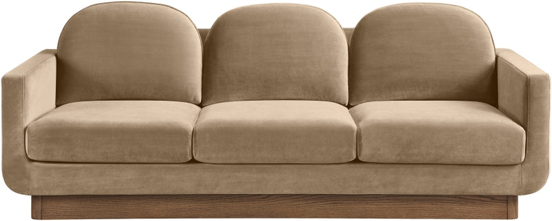Diviento 89" Velvet Performance Fabric Upholstered Sofa in Beige - 175Beige-S