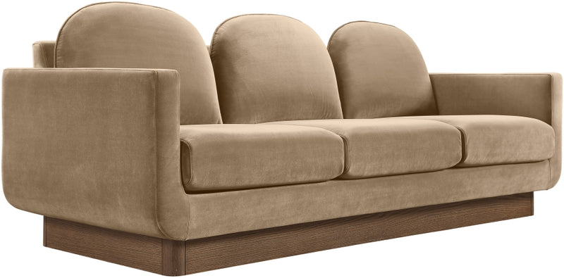 Diviento 89" Velvet Performance Fabric Upholstered Sofa in Beige - 175Beige-S