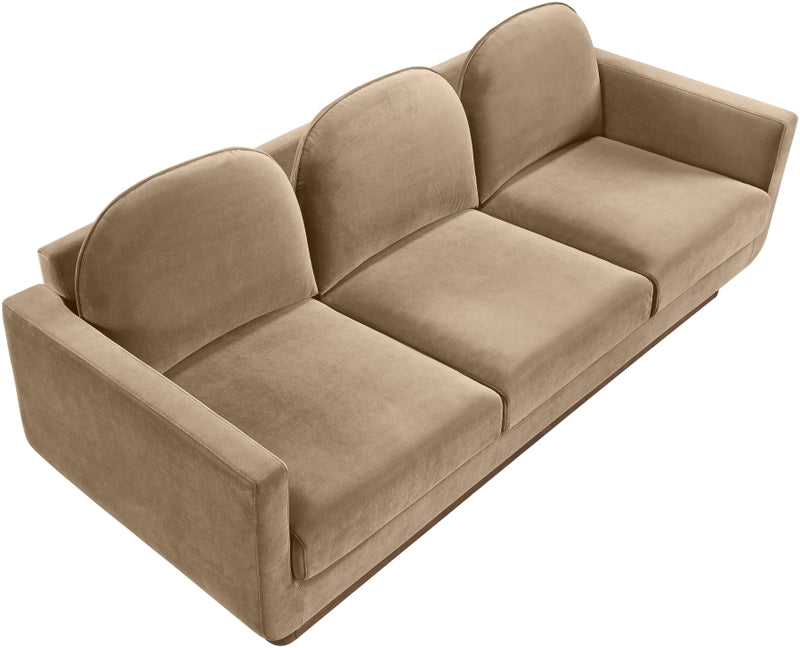 Diviento 89" Velvet Performance Fabric Upholstered Sofa in Beige - 175Beige-S