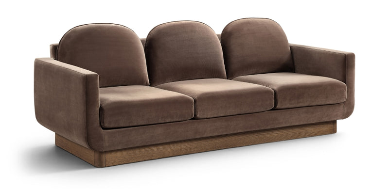 Diviento 89" Velvet Performance Fabric Upholstered Sofa in Brown - 175Brown-S