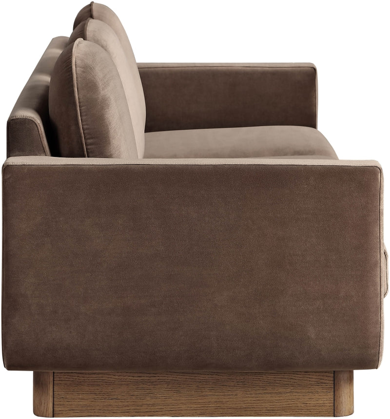 Diviento 89" Velvet Performance Fabric Upholstered Sofa in Brown - 175Brown-S