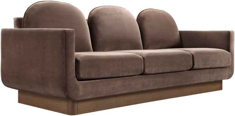 Diviento 89" Velvet Performance Fabric Upholstered Sofa in Brown - 175Brown-S