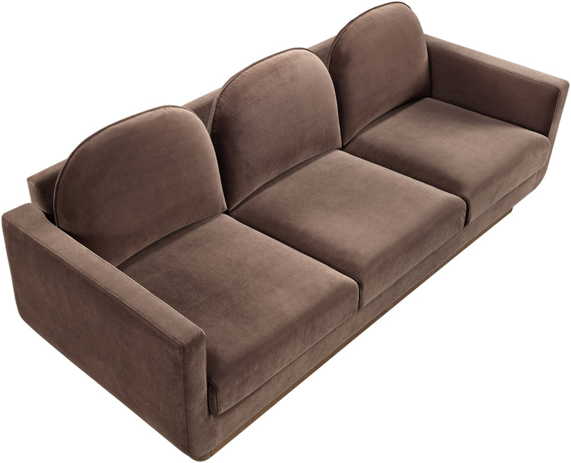 Diviento 89" Velvet Performance Fabric Upholstered Sofa in Brown - 175Brown-S
