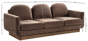 Diviento 89" Velvet Performance Fabric Upholstered Sofa in Brown - 175Brown-S
