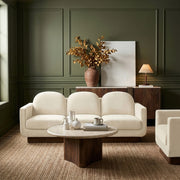 Diviento 89" Velvet Performance Fabric Upholstered Sofa in Cream - 175Cream-S
