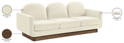Diviento 89" Velvet Performance Fabric Upholstered Sofa in Cream - 175Cream-S