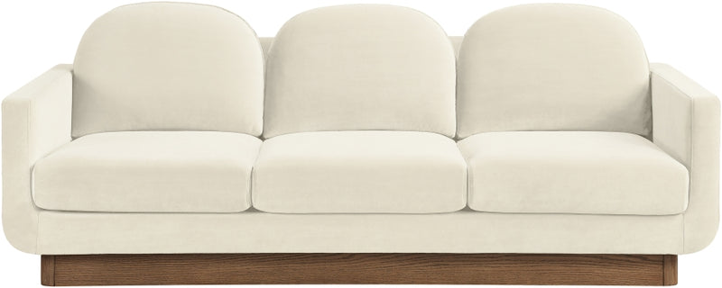 Diviento 89" Velvet Performance Fabric Upholstered Sofa in Cream - 175Cream-S
