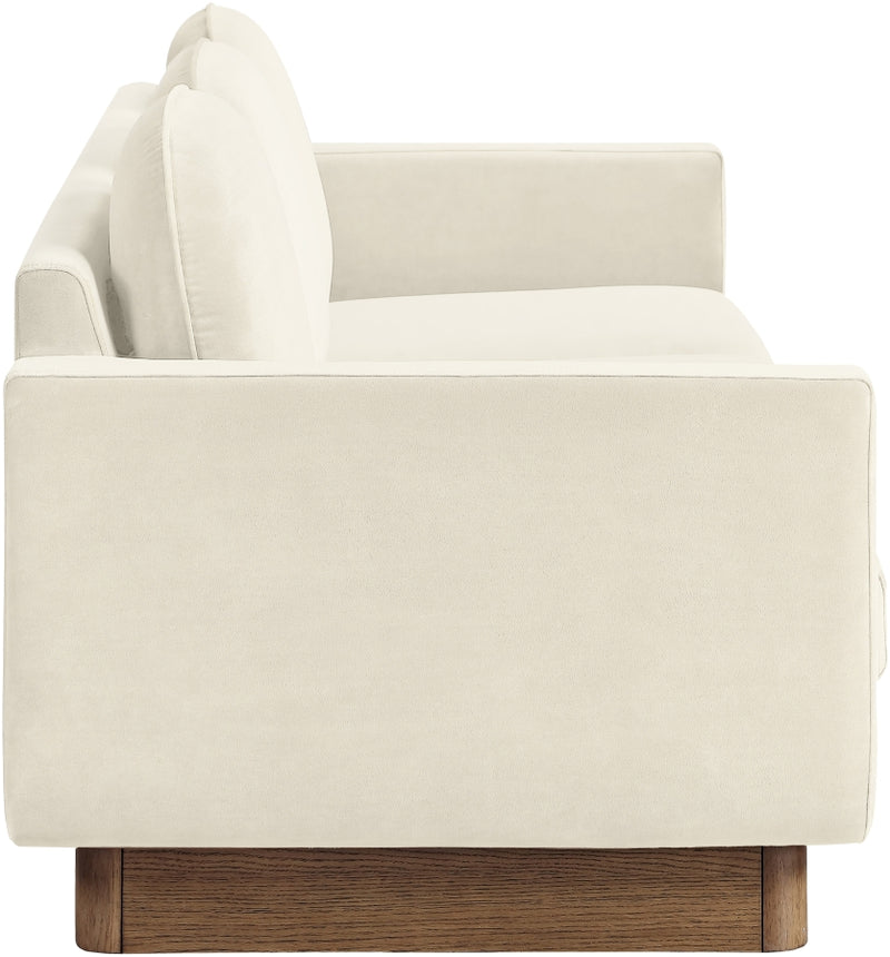 Diviento 89" Velvet Performance Fabric Upholstered Sofa in Cream - 175Cream-S