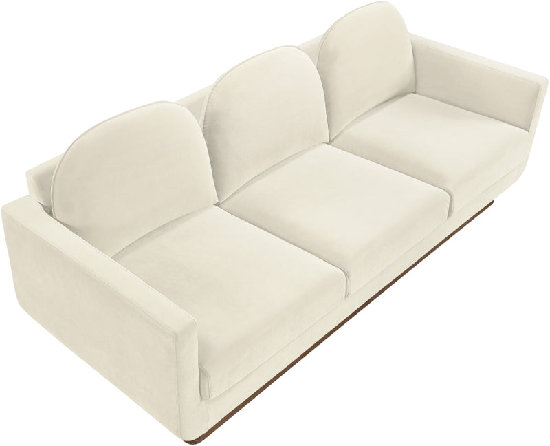 Diviento 89" Velvet Performance Fabric Upholstered Sofa in Cream - 175Cream-S