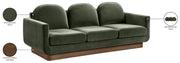 Diviento 89" Velvet Performance Fabric Upholstered Sofa in Green - 175Green-S