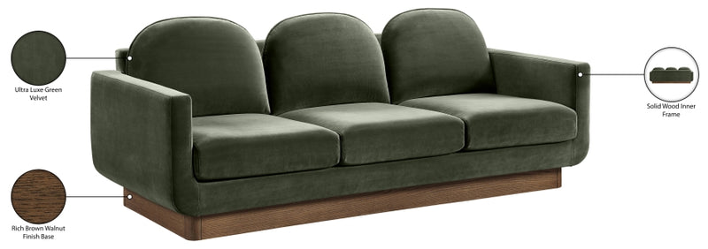 Diviento 89" Velvet Performance Fabric Upholstered Sofa in Green - 175Green-S