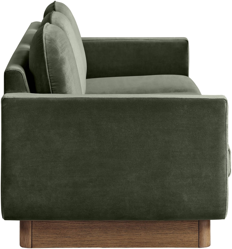 Diviento 89" Velvet Performance Fabric Upholstered Sofa in Green - 175Green-S