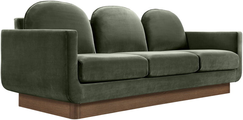 Diviento 89" Velvet Performance Fabric Upholstered Sofa in Green - 175Green-S
