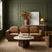 Diviento 89" Velvet Performance Fabric Upholstered Sofa in Saddle - 175Saddle-S